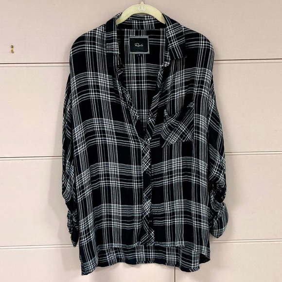 Rails Tops - Rails Black and White Plaid Button Down Shirt